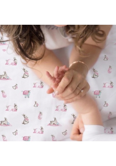 % 100 Pamuk Müslin Bebek Örtüsü - Bébé Lapin Rose 70x70 Cm Throw7019