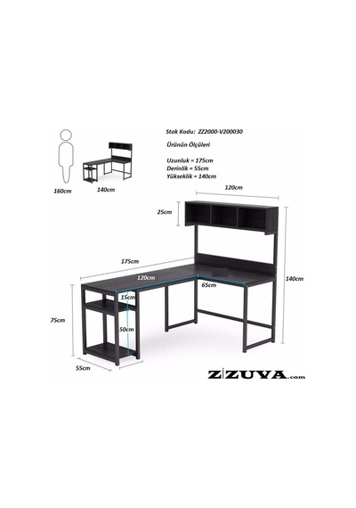 Zizuva Zizuva Ceviz Kitaplıklı 140 Cm Çalışma Masası