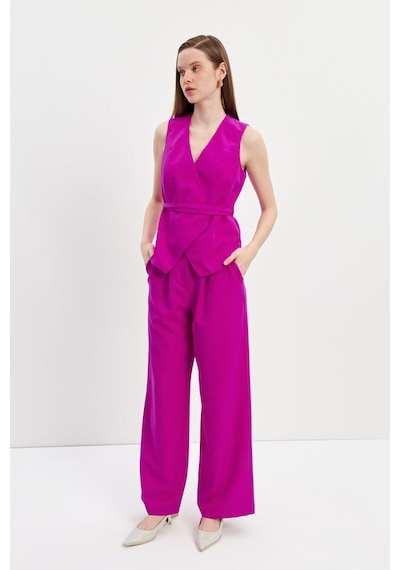 Stella Pulvis Pembe Yüksek Bel Wide Leg Krep Pantolon Pembe