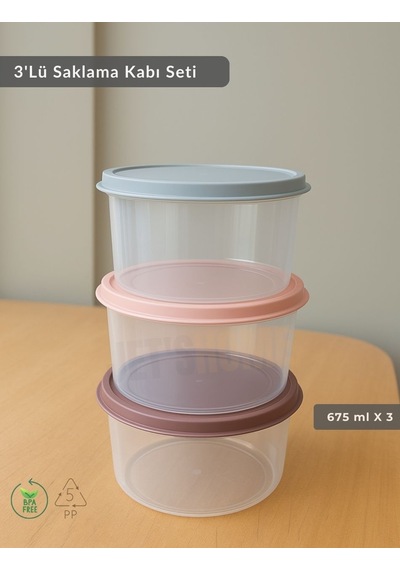 Jet's Home 3'lü Saklama Kabı Bpa Free Hava Almaz Sızdırmaz Beslenme Kabı 675 Ml Şeffaf