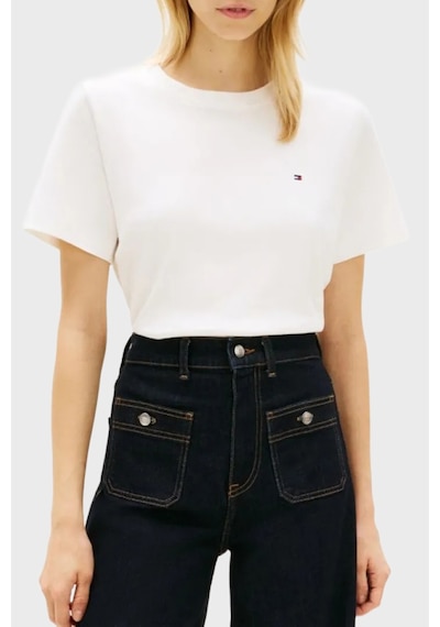 Tommy Hilfiger Bayan T Shirt Ww0ww49646 Ybl Beyaz