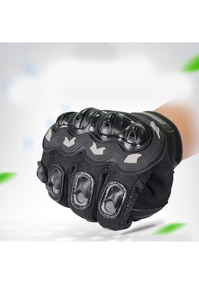 Moonrider Moonrıder Motosiklet Eldiveni Korumalı Dokunmatik Özellikli Motorcu Eldiven Siyah