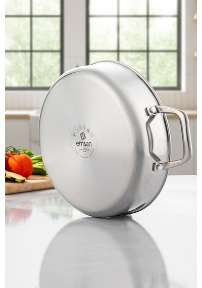 Emsan Pro Tri Ply Karnıyarık Tencere Çelik 28 Cm Gümüş