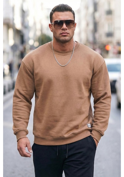 Buratti Regular Fit Bisiklet Yaka Pamuklu Içi Tüylü Yumuşak Şardonlu Erkek Sweat 5905255 Tarçın