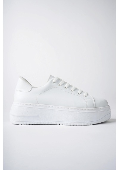 Muggo Samba Garantili Kadın Günlük Yüksek Taban Bağcıklı Sneaker Spor Ayakkabı 001