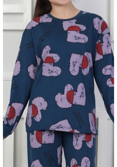 Uzun Kollu %100 Pamuk Kız Çocuk Pijama Takımı Bisiklet Yaka Manşetli 3-8 Yaş Lacivert Uzun Kollu %100 Pamuk Kız Çocuk Pijama Takımı Bisiklet Yaka Manşetli 3-8 Yaş Lacivert