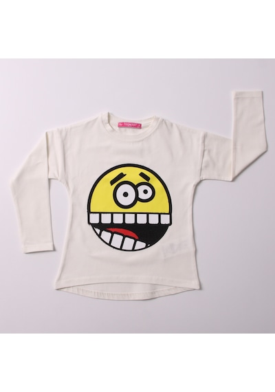 Toontoy Kız Çocuk Sweatshirt Smile Baskılı Ekru