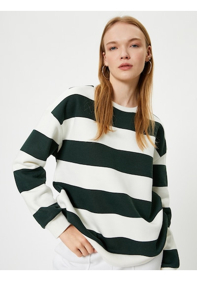 Koton Bisiklet Yaka Sweatshirt Relax Fit Uzun Kollu Yeşil Çizgili 5wal10038ık Yeşil Koton Bisiklet Yaka Sweatshirt Relax Fit Uzun Kollu Yeşil Çizgili 5wal10038ık Yeşil
