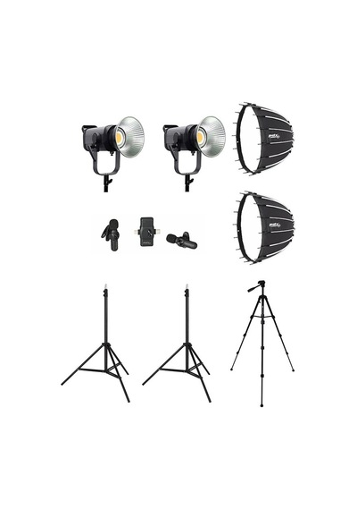 Cobac 200 Stüdyo Işığı 2 + 3 Mt Işık Ayağı 2 + Sl90 Softbox 2 + 307 Tripod + V6 Mikrofon Işık Seti