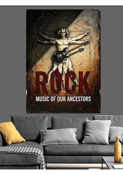 Ahşap Tablo Rock Müzik Ataları Vitruvius Sanatı