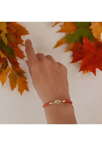 Archin Kedi Temalı Turuncu Derili Kalp Figürlü 14 Ayar Altın Plakalı Hediye Bileklik-434sembol Kedi Sembolü Archin Kedi Temalı Turuncu Derili Kalp Figürlü 14 Ayar Altın Plakalı Hediye Bileklik-434sembol Kedi Sembolü