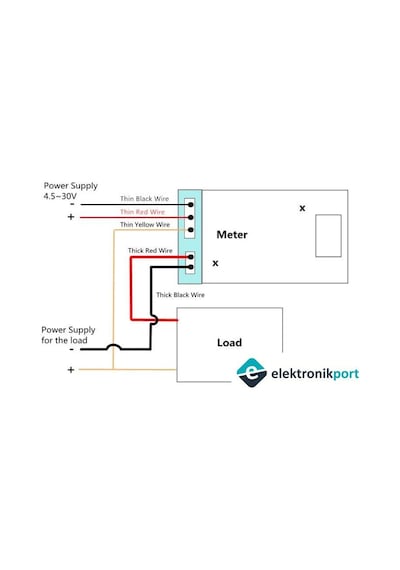 Elektronikport-Dijital Voltmetre Ampermetre Dc 100V 10A 0.56 İnch (Mavi + Kırm