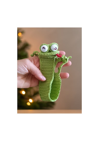 Amigurumi El Yapımı Kurbağa Kitap Ayracı Açık Yeşil Yüksek Kaliteli Malzeme, Detaylı İnce İşçilik