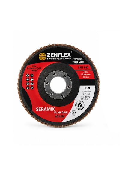 Seramik Flap Disk Zımpara 115 Mm 40 Kum 10 Adet Profesyonel Metal Zımpara