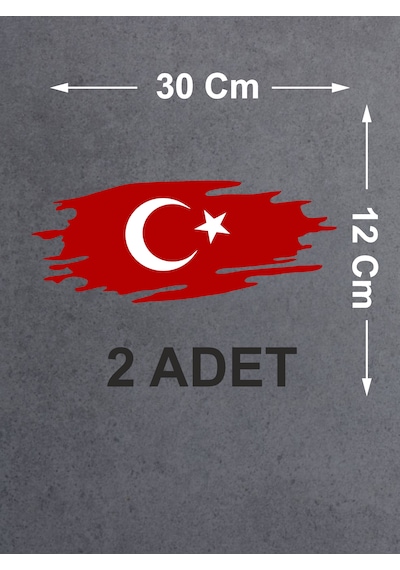 Yırtıklı Tırtıklı Türk Bayrağı, Ayyıldız, Araba Oto Motosiklet Karavan Sticker 02516 30x12 Cm