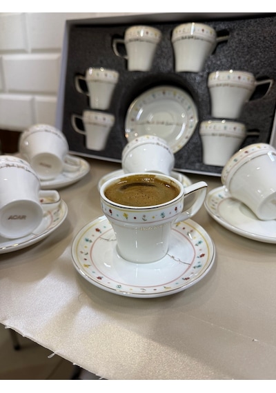 Acar Made With Love Porselen 6 Lı Kahve Fincan Takımı 8176 Çok Renkli