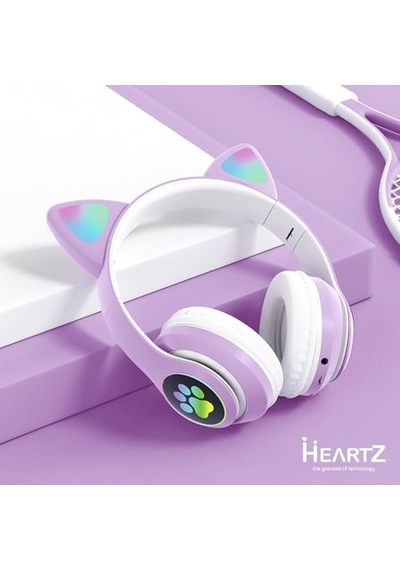 H10 Cat Kedili Led Işıklı Kafaüstü Bluetooth Kulaklık Lila Mor