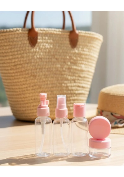 30 Ml 5 Li Seyahat Banyo Şişe Seti Çantalı Şeffaf