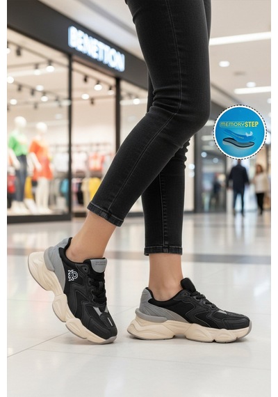 United Colors of Benetton Siyah Memory Foam Kadın Spor Ayakkabı Bn-11121 G