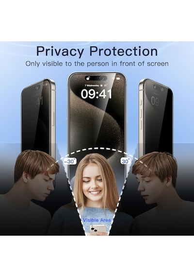 Apple Uyumlu   iPhone 16 Pro Max İle Hayalet Gizlilik Filtreli Privacy 9h Cam Ekran Koruyucu