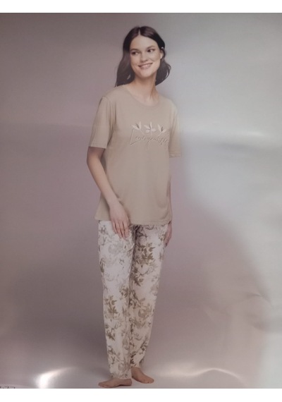 3nbe Kadın Kısa Kollu Pijama Takımı Yeşil 2437 Asker Yeşili