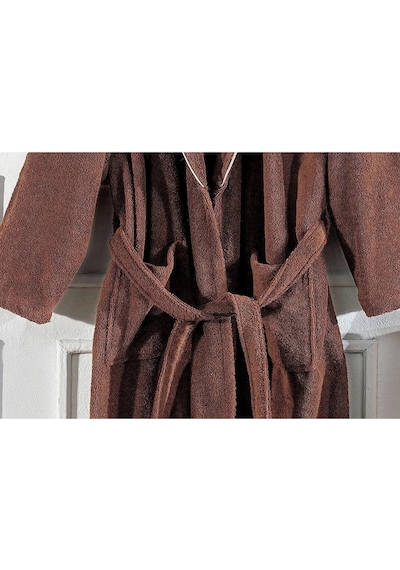 Troya Pamuk Biyeli Nakışlı Kahverengi Bornoz Seti 3 Parça 70x140 Cm 1295 Standart