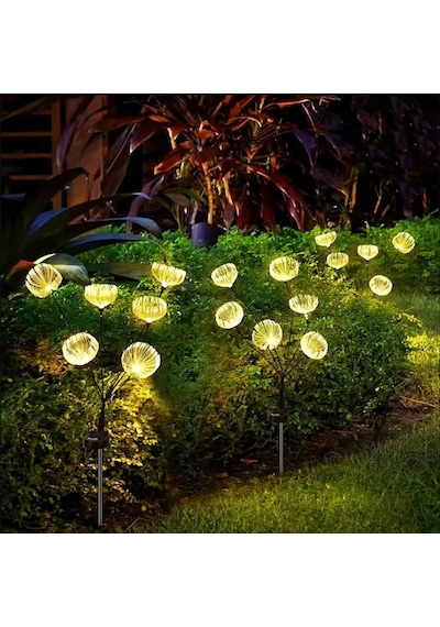Solar 6 Top Led Sarı Renk Deniz Anası Led Bahçe Aydınlatma Solar Bahçe Süsü Sge1004
