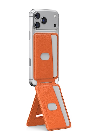 Skinarma Axis Serisi Foldable Stand Özellikli Deri Tasarımlı Kartlık Turuncu Turuncu