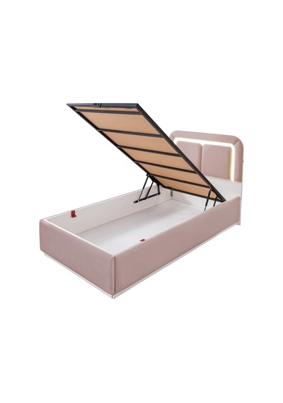 Demonte Baza Seti, Nox Ledli Tek Kişilik Baza Başlık Seti - İkili Set, Pembe - 100x200 Cm 100 x 200