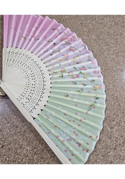 Beluga Yelpaze Bambu Kumaş Serinletici Vintage Şık Dekorasyon Pembe/yeşil Püsküllü Japon Yelpaze 0280