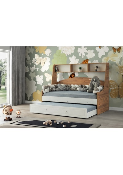 Bilge Tamamı Mdf Kitaplıklı Yavrulu Çelik Destekli Karyola Bc M1 90 x 190 CM