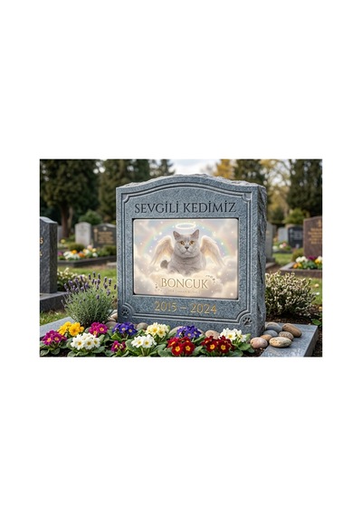 Kişiye Özel Metal Evcil Hayvan Mezar Taşı Fotoğrafı Ve Yazısı Paslanmaz Alüminyum 14x20 Cm Arkası Yapışkanlı