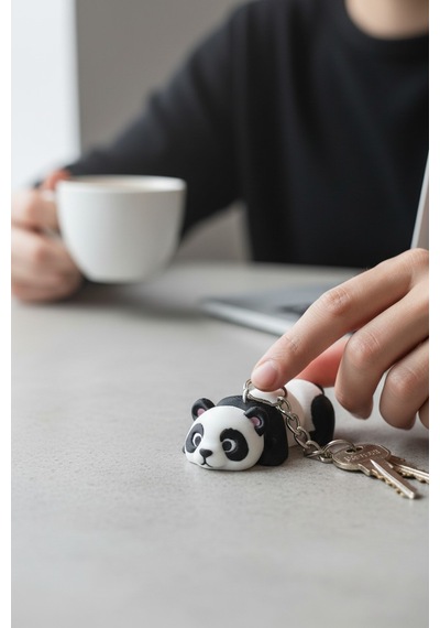 Panda Figürlü Hareketli Anahtarlık