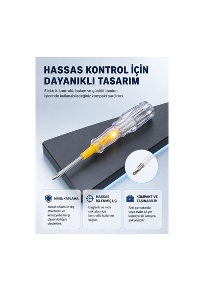 Elektrik Test Kalemi Neon Işıklı Nikel Kaplama 110 8kalem-3-fd899