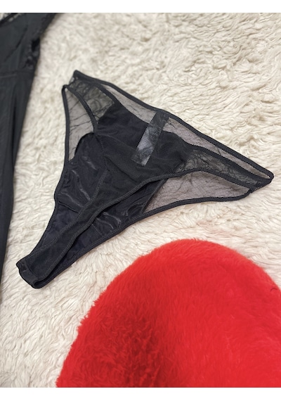 Siyah Dantel Detaylı Tül Babydoll Takım