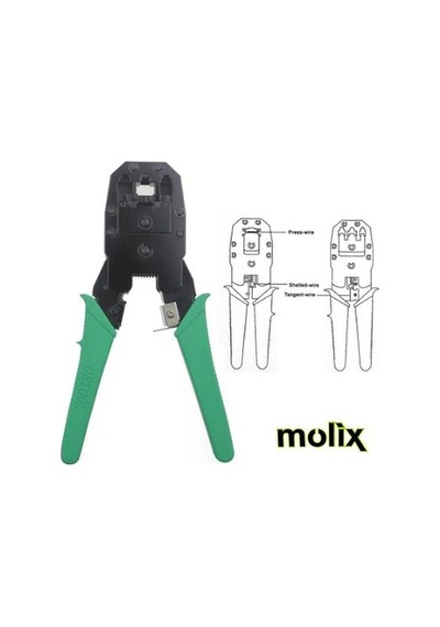Molix Rj11 Rj9 Jack Cat5 Cat6 Rj45 Sıkma Pensesi + Soyma Aparatı