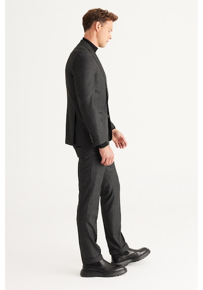 Ac&Co / Altınyıldız Classics Erkek Sıyah Grı Slim Fit Dar Kesim Kırlangıç Yaka Desenli Takım Elbise Ac&Co / Altınyıldız Classics Erkek Sıyah Grı Slim Fit Dar Kesim Kırlangıç Yaka Desenli Takım Elbise