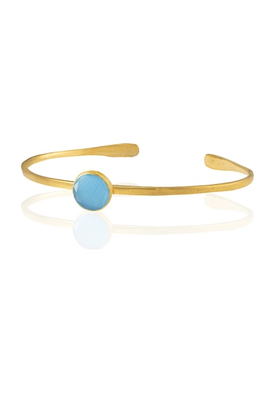 Kadir Jewellery Zirkon Taşlı Ayarlanabilir 22 Ayar Altın Kaplama Bilezik Koyu Mavi