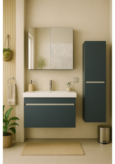 DMZ Home Concept Arista 80 Cm Antrasit renkli, Tamamı Mdf, Seramik Lavabolu, Alt, Üst Ve Boy Dolaplı DMZ Home Concept Arista 80 Cm Antrasit renkli, Tamamı Mdf, Seramik Lavabolu, Alt, Üst Ve Boy Dolaplı
