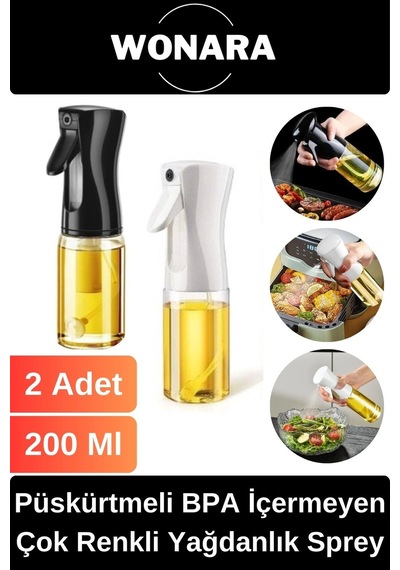 Püskürtmeli Bpa İçermeyen Beyaz Ve Siyah Plastik Fan Başlıklı Cam Şişe Yağdanlık Sprey 200 Ml Diğer