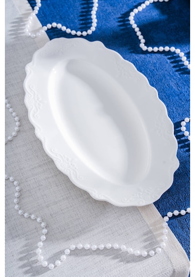 Acar King Oval Kayık Tabak - 33 Cm Beyaz