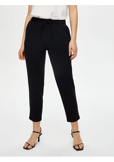 Faik Sönmez Comfort Fit Krep Örme Kadın Pantolon B00074-1 Siyah