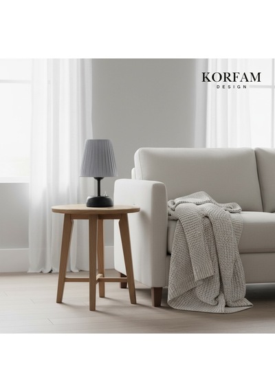 Gri Keten Kumaş Pilli Masa & Gece Lambası Çok Renkli