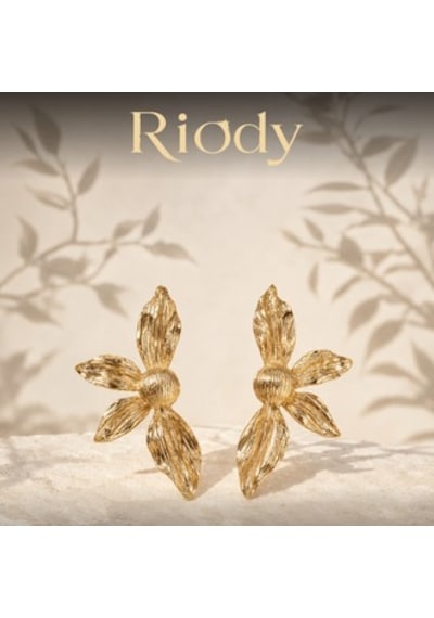 Riody Aurea Flora 01 Gold Renk Paslanmaz Çelik Çiçek Formlu Kadın Küpe