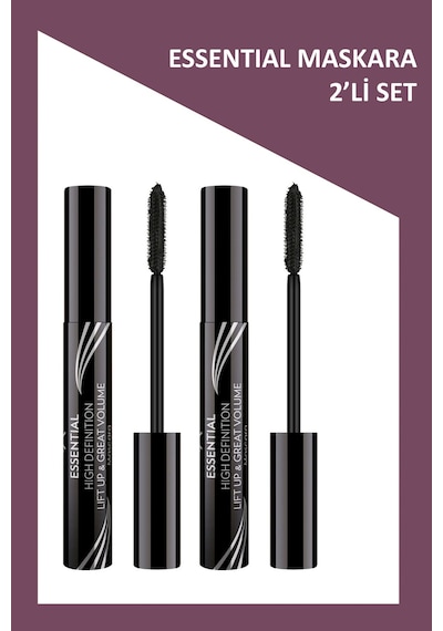 Essential High Definition & Lift Up&great Volume Mascara Black - Hacim Veren Maskara 2'li Set