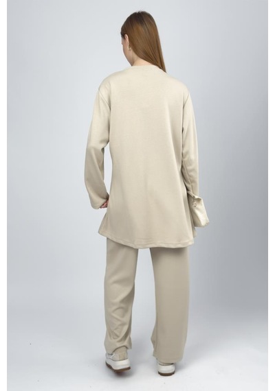 Kadın Modal Tencel Tunik Pantolon Takım Bej