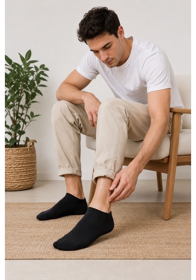 Hitit Socks 10 Çift Erkek Patik Çorap 40-45 Numara Siyah Beya... Çok Renkli