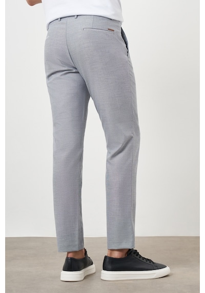 Morven Erkek Gri Poliviskon Trend Desenli Lastikli Slim Fit Pantolon Gri