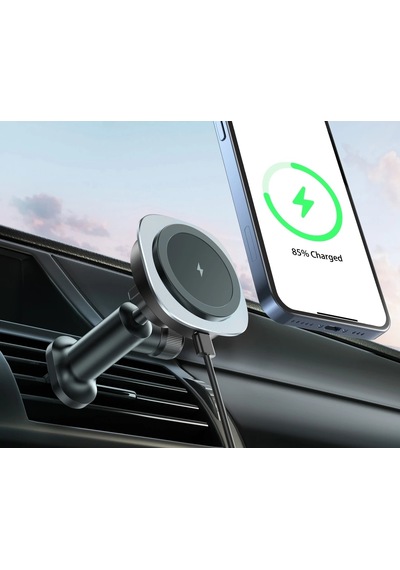 Ally Qı-206 Magsafe Uyumlu Araç Içi 15w Kablosuz Hızlı Şarj Telefon Tutucu- 5775 Siyah