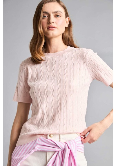 Defacto Regular Fıt Bisiklet Yaka Kazak D3306ax26aupn423 Pembe-pn423